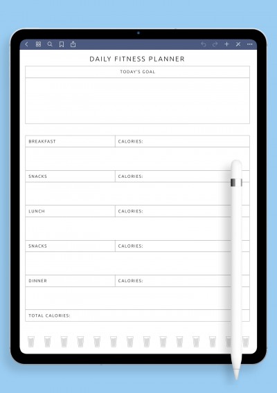 Daily Fitness Planner Template for Notability