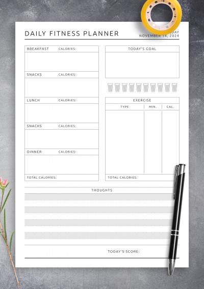 November 2024 Daily Fitness Planner Template