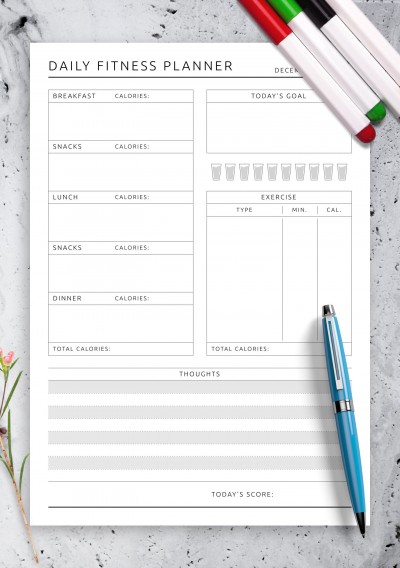 December 2024 Daily Fitness Planner Template