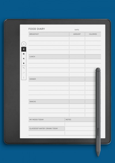 Kindle Scribe Daily Food Diary Template