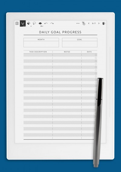 Daily Goal Progress Template for Supernote A6X