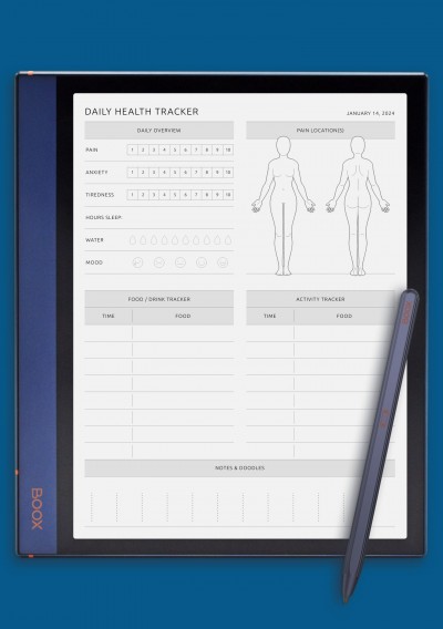 BOOX Note Air Template Daily Health Tracker - Female