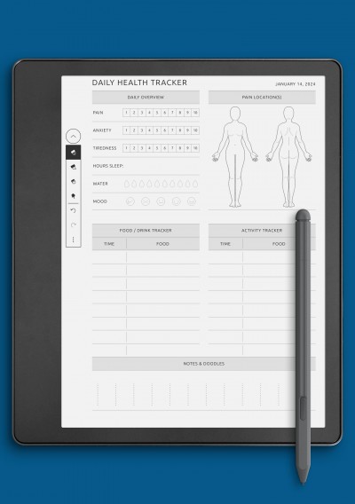 Kindle Scribe Daily Health Tracker - Female Template