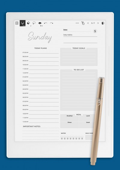 Supernote Daily Hourly Schedule and To Do List Template