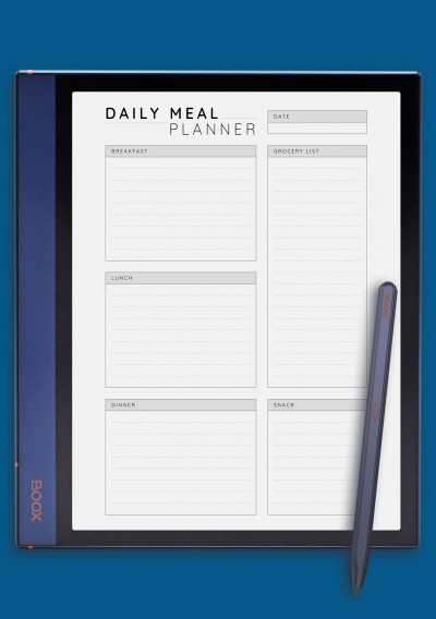 Daily Meal Planner Template for BOOX Note