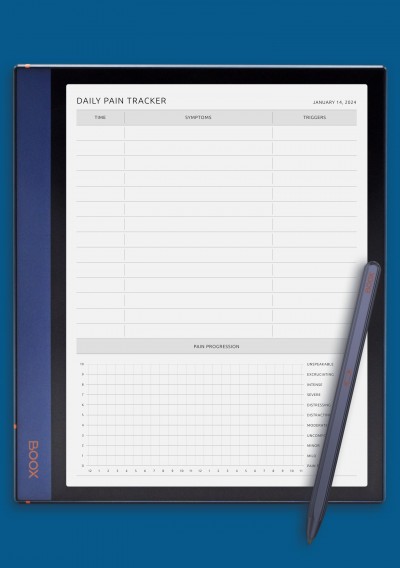 Daily Pain Tracker Template for BOOX Tab