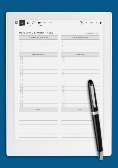Daily Personal & Work Tasks for Supernote