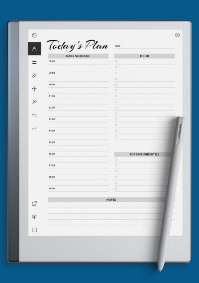 reMarkable Daily hourly schedule & to-do list - military time format