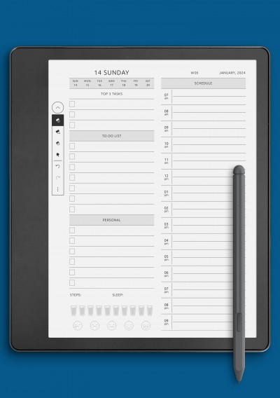 Daily Planner Template with Mood and Water Tracker for Kindle Scribe