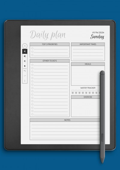 Dated Daily Planner Template with To Do List for Kindle Scribe