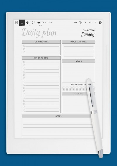 Supernote A5X Dated Daily Planner with To Do List Template