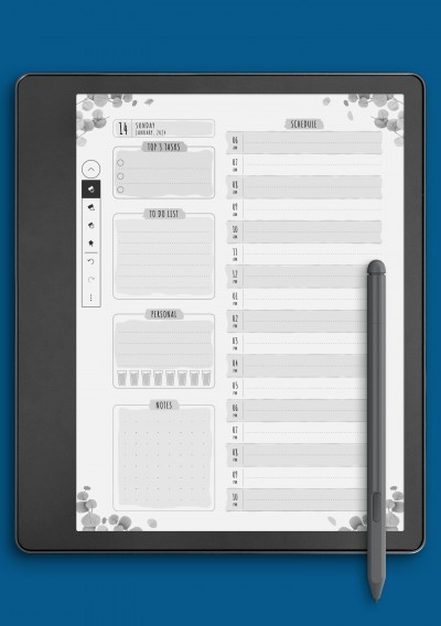 Dated Daily Planner - Floral Style Template for Kindle Scribe