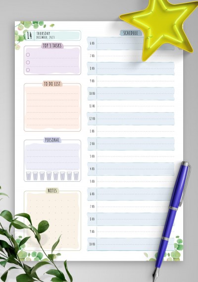 Download Dated Daily Planner - Floral Style - Printable PDF