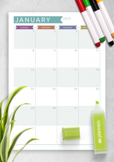 Download Printable Dated Monthly Calendar - Casual Style PDF