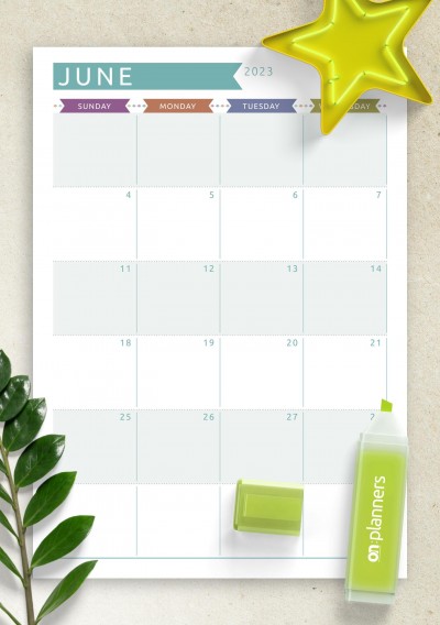 Download Printable Dated Monthly Calendar - Casual Style PDF
