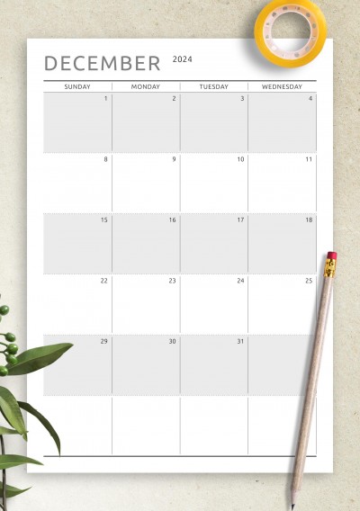 Download Printable Dated Monthly Calendar - Original Style PDF