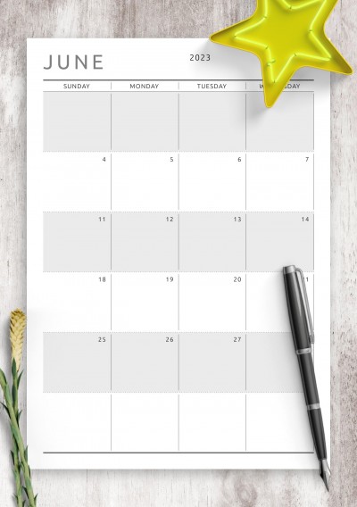 Download Printable Dated Monthly Calendar - Original Style PDF