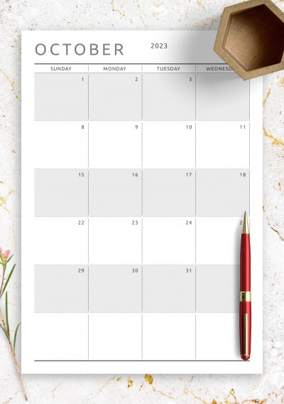 Download Dated Monthly Calendar - Original Style - Printable PDF