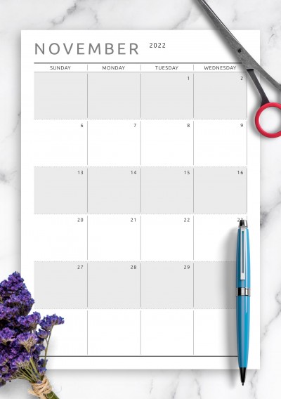 Download Dated Monthly Calendar - Original Style - Printable PDF