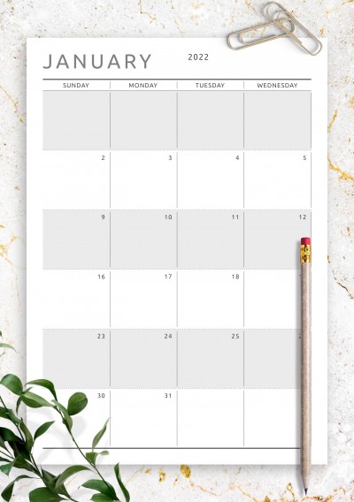 Download Printable Dated Monthly Calendar - Original Style PDF