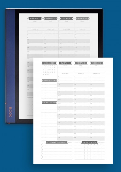 Dated Weekly Planner - Casual Style Template for BOOX Note