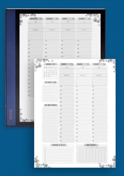 Dated Weekly Planner - Floral Style Template for BOOX Note