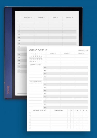 Dated Weekly Planner - Original Style Template for BOOX Note