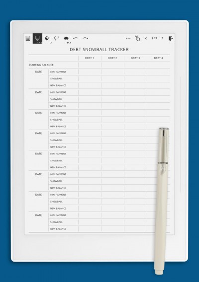 Debt Snowball Tracker Template for Supernote A5X