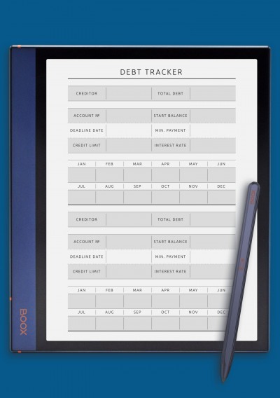 Debt Tracker Template for BOOX Note