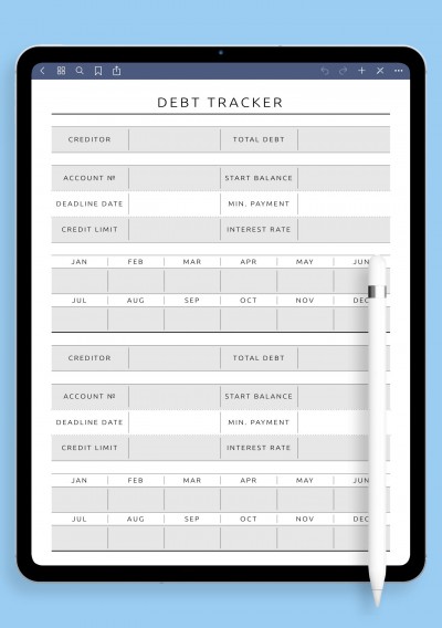 Debt Tracker Template for Notability