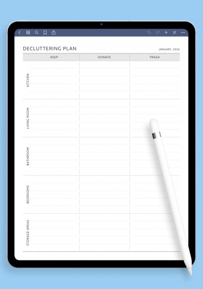 Decluttering Plan template for GoodNotes