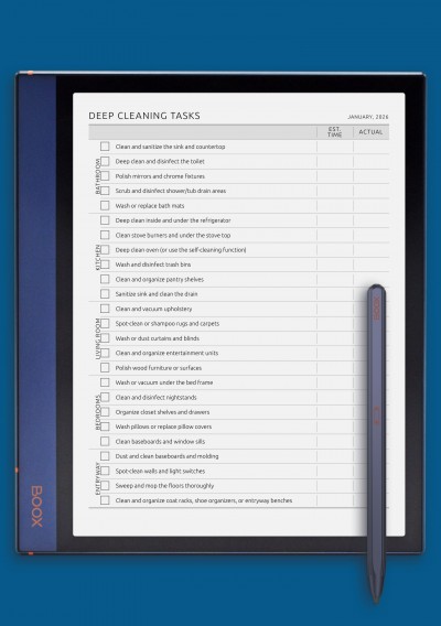 Deep Cleaning Tasks template for BOOX Note