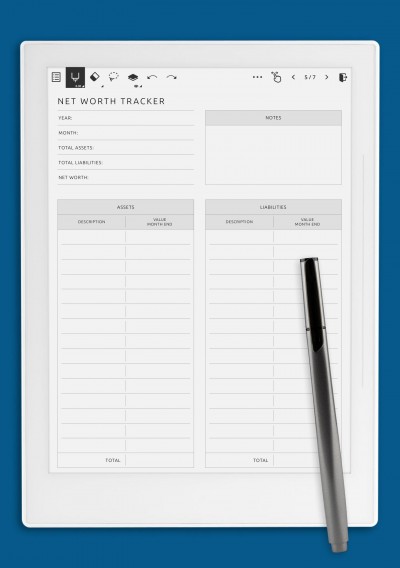Supernote Detailed Net Worth Tracker Template