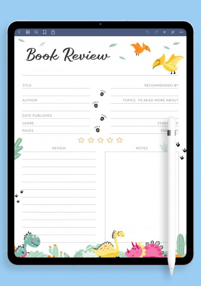 Dinosaurs Book Review GoodNotes Template For Kids