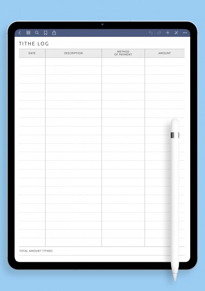 Donation Tithe Tracker Template for Notability