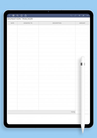 Donation Tracker template for GoodNotes