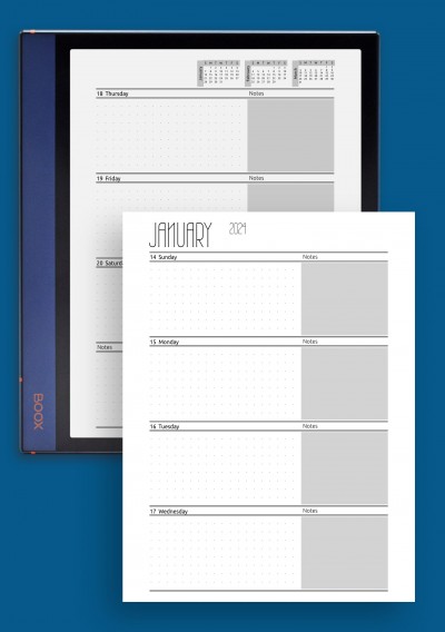 Dotted weekly planner template for BOOX Note