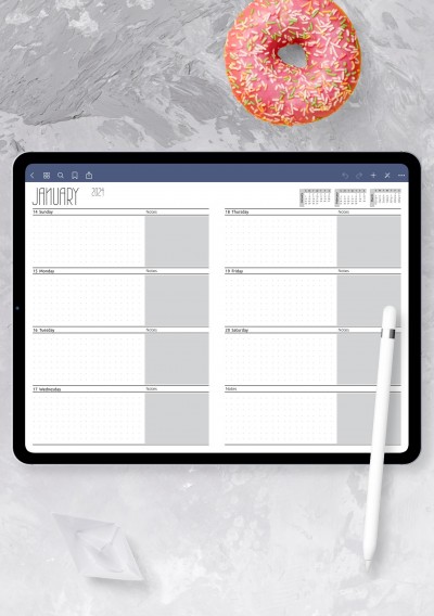 Dotted Weekly Planner Template for iPad & Android