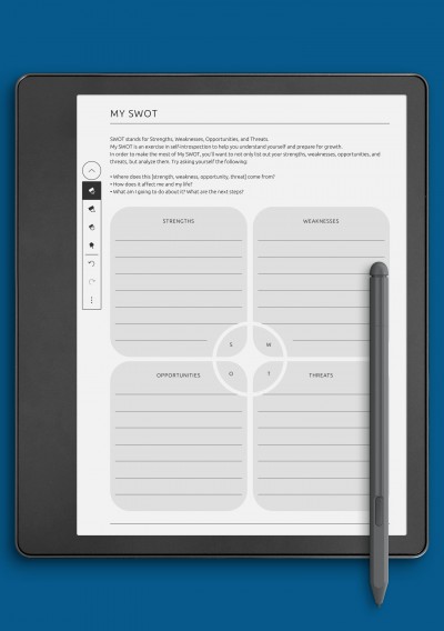 Editable SWOT Analysis Template for Kindle Scribe