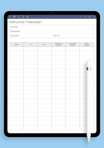 Employee Timesheet Template for iPad