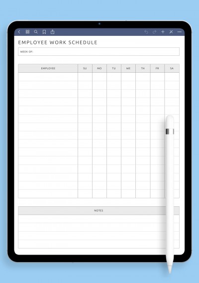 iPad Employee Work Schedule Template
