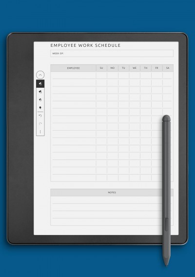 Employee Work Schedule Template for Kindle Scribe