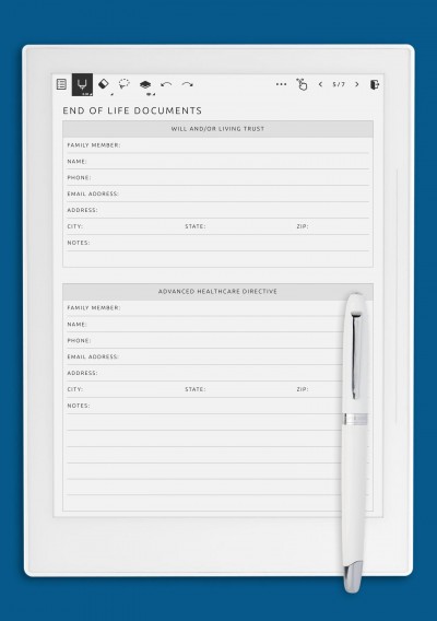 End of Life Documents Template for Supernote A6X