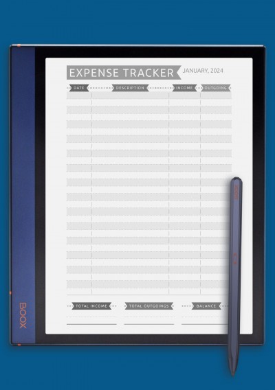 Expense Tracker - Casual Style template for BOOX Note