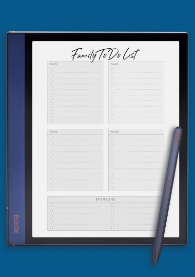 BOOX Tab Family To Do List for Four Persons Template