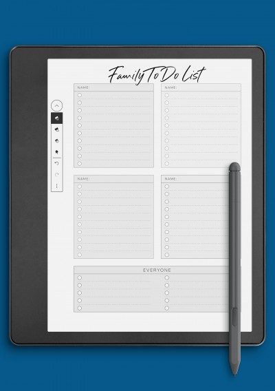 Family To Do List for Four Persons Template for Kindle Scribe