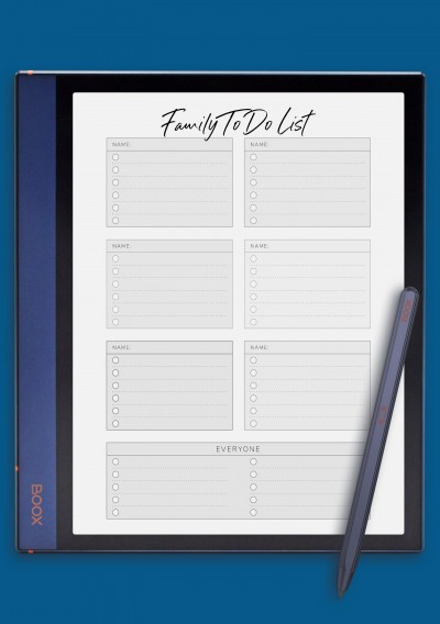 Family To Do List for Six Persons Template for BOOX Tab