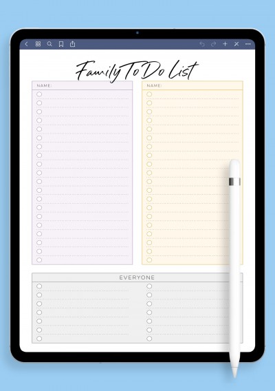 Family To Do List for Two Persons Template for iPad & Android