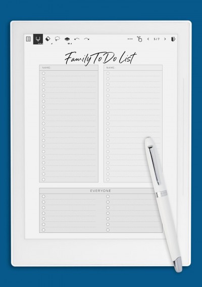 Family To Do List for Two Persons Template for Supernote A6X