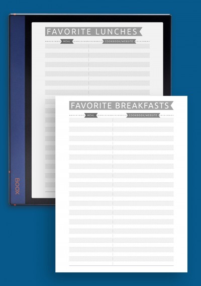 Favorite Recipes List - Casual Style Template for BOOX Note